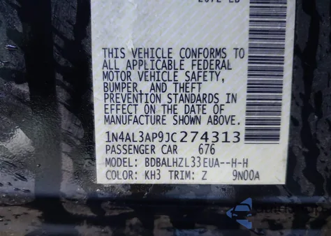 2018 Nissan Altima 2.5 Sr z USA, uszkodzony, nr VIN 1N4AL3AP9JC274313